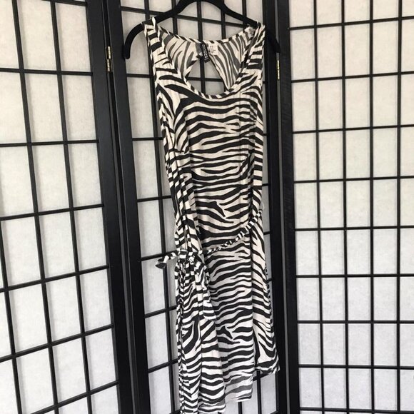 Zebra Animal Print Dress Black White Medium - Picture 3 of 7